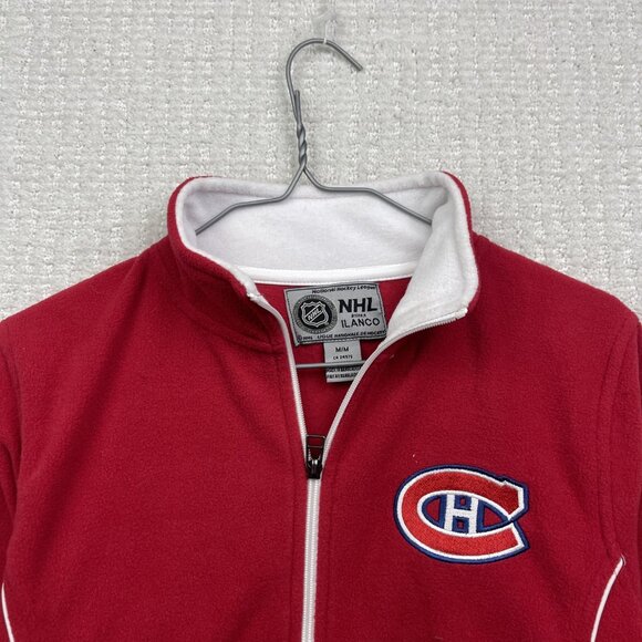 VTG Montreal Canadiens Polar Fleece Full Zip Jacket Wom M Red Ilanco NHL Hockey - Picture 2 of 15